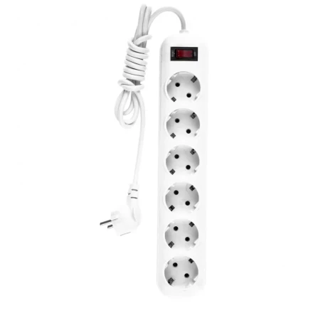 Удлинитель бытовой с заземлением и выключателем 2 м 6 розеток 10 A серия УХз10 Denzel 95980 купить в Губкинске