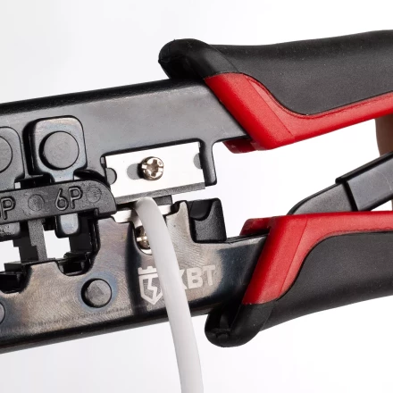 Кримпер многофункциональный КВТ JT-02 с 2 встроенными модулями для обжима RJ-45, RJ-12, RJ-11 (84626) купить в Губкинске