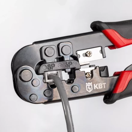 Кримпер многофункциональный КВТ JT-02 с 2 встроенными модулями для обжима RJ-45, RJ-12, RJ-11 (84626) купить в Губкинске