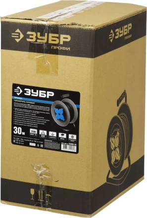 Удлинитель ЗУБР &quot;ПРОФИ&quot; на металл катушке, КГ 3х1,5кв мм, морозостойкий, 4 гнезда, IP44, макс мощность 3500Вт, 30м 55085-30 купить в Губкинске