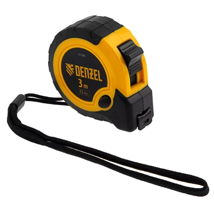 Рулетка Denzel 3м х 13мм, двухкомп. корпус, кнопка-пауза, 31540 купить в Губкинске