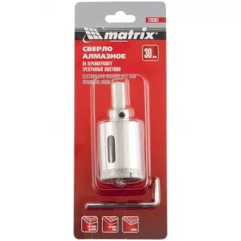 Сверло алмазное по керамограниту 30 х 67 мм 3-гранный хвостовик MATRIX 726303 купить в Губкинске