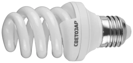 Энергосберегающая лампа СВЕТОЗАР &quot;ЭКОНОМ&quot; спираль,цоколь E27(стандарт),Т3,теплый белый свет(2700 К), 8000час, 12Вт(60) 44352-12_z01 купить в Губкинске