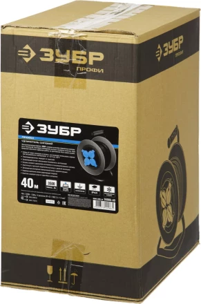 Удлинитель ЗУБР &quot;ПРОФИ&quot; на металл катушке, КГ 3х1,5кв мм, морозостойкий, 4 гнезда, IP44, макс мощность 3500Вт, 40м 55085-40 купить в Губкинске