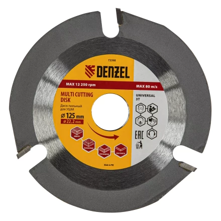 Диск пильный для УШМ , Denzel &quot;Мультирез&quot;, 125 мм, посадка 22.2 мм, 73398 купить в Губкинске