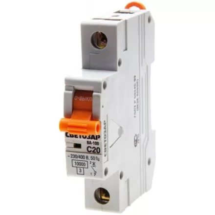 Выключатель автоматический СВЕТОЗАР 1-полюсный, 25 A, &quot;C&quot;, откл. сп. 10 кА, 230 / 400 В SV-49071-25-C купить в Губкинске