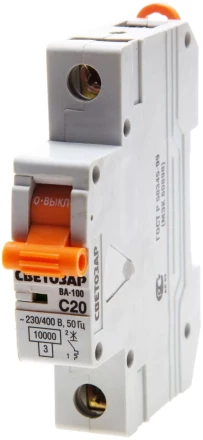 Выключатель автоматический СВЕТОЗАР 1-полюсный, 25 A, &quot;C&quot;, откл. сп. 10 кА, 230 / 400 В SV-49071-25-C купить в Губкинске