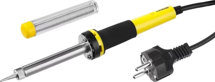 Паяльник с двухкомпонентной рукояткой и долговечным жалом, STAYER "PROFI" PROTerm, 55300-30, в комплекте (припой и подставка), 30 Вт, конус 55300-30 купить в Губкинске