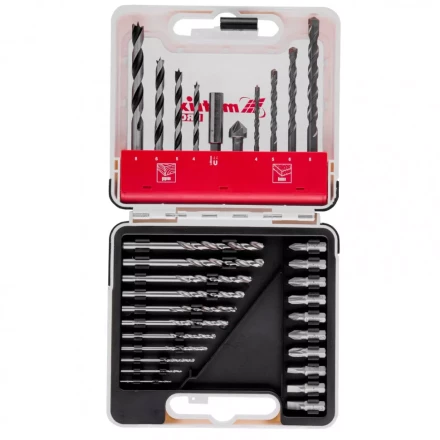 Набор сверл комбинированный сверла по металлу 1-6 мм бетону 4-8 мм дереву 4-8 мм биты 10 шт адаптер зенковка 31 предмет Pro Matrix 725631 купить в Губкинске