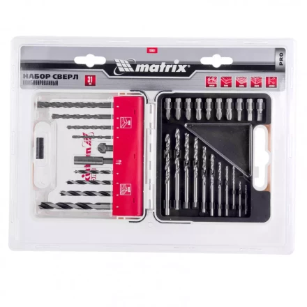 Набор сверл комбинированный сверла по металлу 1-6 мм бетону 4-8 мм дереву 4-8 мм биты 10 шт адаптер зенковка 31 предмет Pro Matrix 725631 купить в Губкинске