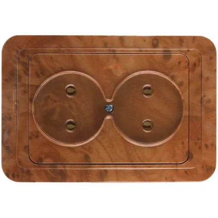 Розетка СВЕТОЗАР &quot;ГАММА&quot; без заземления, двойная, цвет орех, 16А/~250В SV-54102-N купить в Губкинске