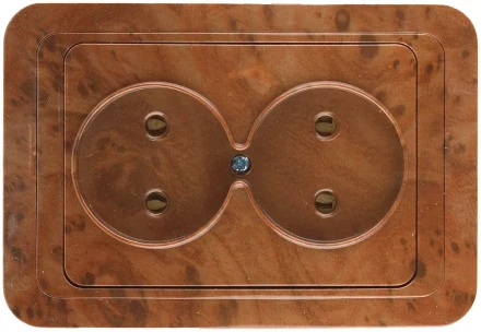 Розетка СВЕТОЗАР &quot;ГАММА&quot; без заземления, двойная, цвет орех, 16А/~250В SV-54102-N купить в Губкинске