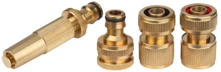 Набор GRINDA полив латун: наконечник, 2 соединителя, адаптер 1/2&quot;-3/4&quot;, 4предм 8-427246 купить в Губкинске