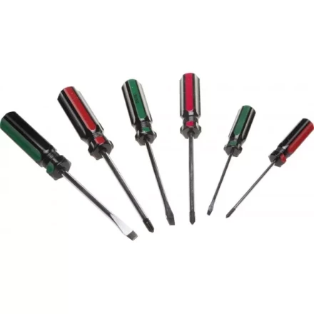Набор DEXX: Отвертки, закал сталь, маслобензост рукоятка, SL: 3x75, 5x100, 6x100, PH: 0x75, 1x100, 2x100, 6 пред 25079-H6 купить в Губкинске