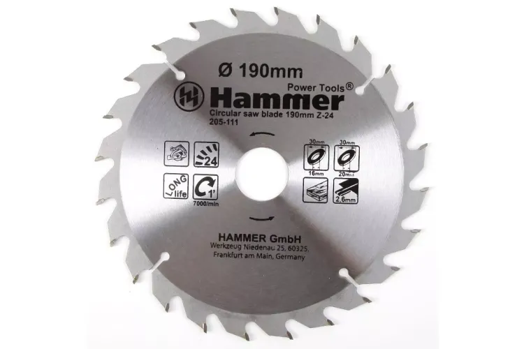 Диск пильный твердосплавный HAMMER Ф190х30мм 24зуб. купить в Губкинске