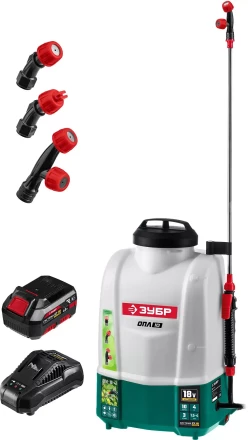 ЗУБР 10 л, 1 АКБ 4 А·ч, аккумуляторный опрыскиватель (ОПЛ-10-41) купить в Губкинске