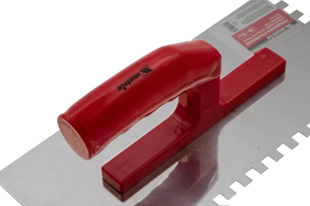 Гладилка из нержавеющей стали, 280 х 130 мм, зеркальная полировка, пластмассовая ручка, зуб 8 х 8 мм Matrix 86782 купить в Губкинске