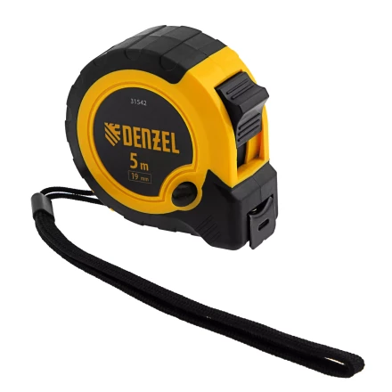 Рулетка Denzel 5м х 19мм, двухкомп. корпус, кнопка-пауза, 31542 купить в Губкинске