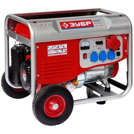 Электростанция ЗУБР бензиновая, 4-х тактная, ручной пуск, колеса + рукоятка, 380/220В, 5500Вт ЗЭСБ-5500-ФН купить в Губкинске