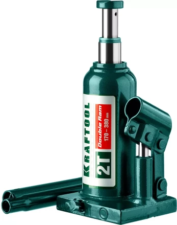 Домкрат гидравлический бутылочный &quot;Double Ram&quot;, сварной, телескопический, 2т, 170-380мм, KRAFTOOL 43463-2 43463-2 купить в Губкинске