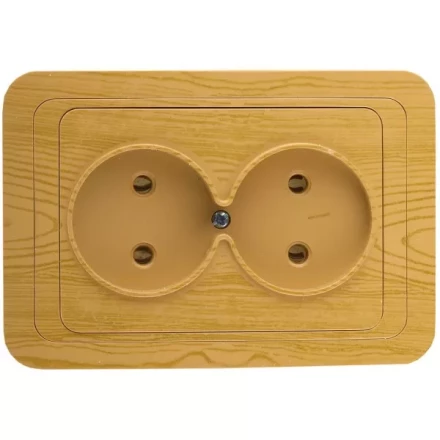 Розетка СВЕТОЗАР &quot;ГАММА&quot; без заземления, двойная, цвет ольха,16А/~250В SV-54102-A купить в Губкинске