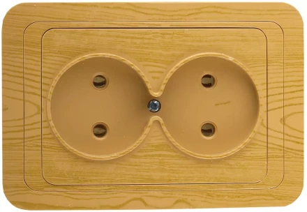 Розетка СВЕТОЗАР &quot;ГАММА&quot; без заземления, двойная, цвет ольха,16А/~250В SV-54102-A купить в Губкинске