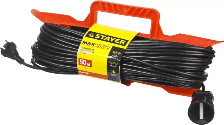 Удлинитель электрический "MAXElectro" на рамке, 50 м, 1 гнездо, STAYER 55018-50 купить в Губкинске