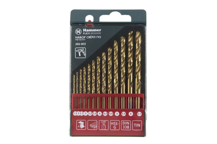 Набор сверл HAMMER No3 13шт. 1,5-6,5мм купить в Губкинске