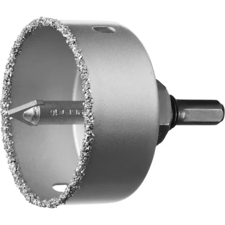 Коронка-чашка ЗУБР &quot;ПРОФЕССИОНАЛ&quot; c карбид-вольфрамовым нанесением, 64 мм, высота 25 мм, в сборе с державкой и сверлом 33360-064_z01 купить в Губкинске