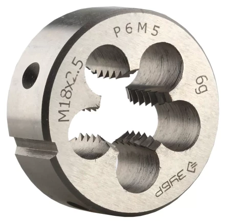 Плашка ЗУБР &quot;ЭКСПЕРТ&quot; круглая машинно-ручная для нарезания метрической резьбы, М18 x 2,5 4-28023-18-2.5 купить в Губкинске