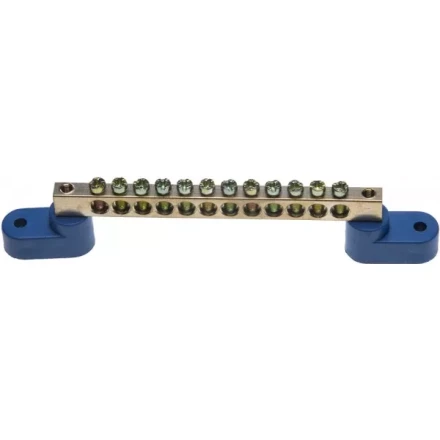 Шина СВЕТОЗАР нулевая на 2-х угловых изоляторах, поворотная,макс. ток 100А, 5,2мм, 12 полюсов 49809-12 купить в Губкинске