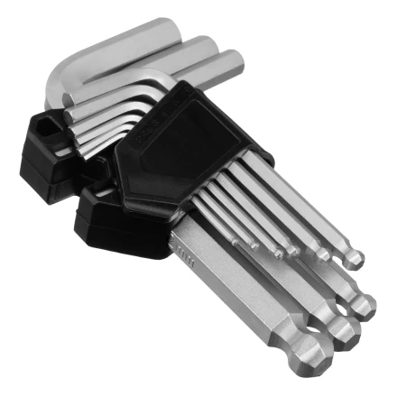 Набор ключей имбусовых, HEX, 2-12 мм, CrV, 9 шт., с шаром Сибртех 123637 купить в Губкинске