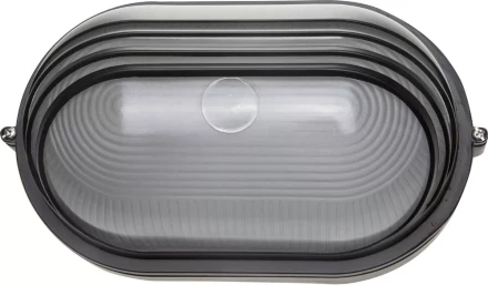 Светильник уличный СВЕТОЗАР влагозащищенный с верхним декоративным кожухом, овал, цвет черный, 100Вт SV-57223-B купить в Губкинске