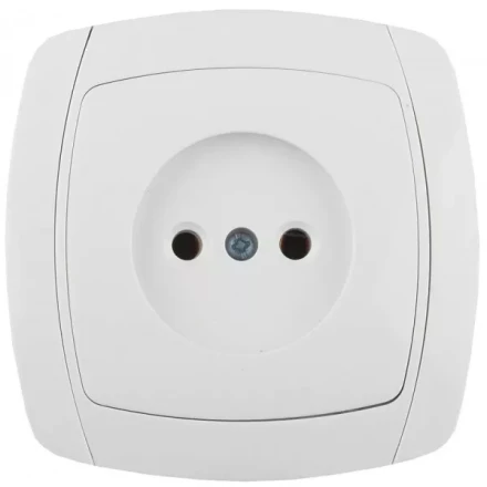 Розетка СВЕТОЗАР &quot;CITY LIGHT&quot; одинарная в сборе, без заземления, цвет белый, 16А/~250В SV-54200-W купить в Губкинске