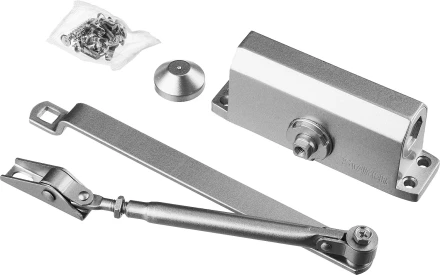 Доводчик дверной STAYER, для дверей массой до 40 кг, цвет серебро 37915-50 купить в Губкинске