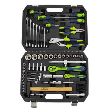 Набор инструментов 76 предметов CrV, 1/2&quot;, 1/4&quot; Сибртех 13528 купить в Губкинске
