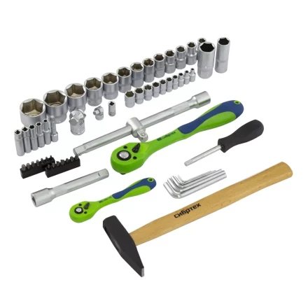 Набор инструментов 76 предметов CrV, 1/2&quot;, 1/4&quot; Сибртех 13528 купить в Губкинске
