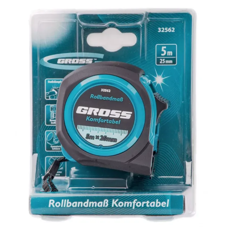 Рулетка Komfortabel 5 м х 25 мм обрезиненный корпус Gross 32562 купить в Губкинске