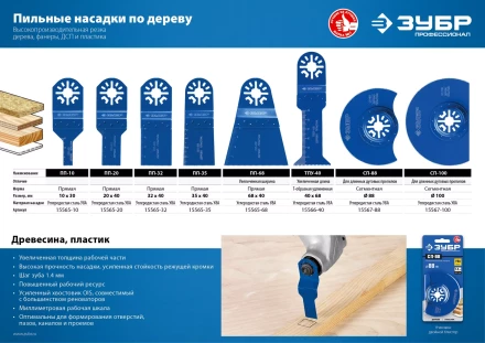 ЗУБР СП-100 UniLock, 100 мм, OIS-хвост., насадка сегментная пильная, Профессионал (15567-100) купить в Губкинске