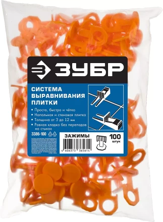 ЗУБР СВП, 1,7 мм, зажим, 100 шт, система выравнивания плитки (3386-100) купить в Губкинске