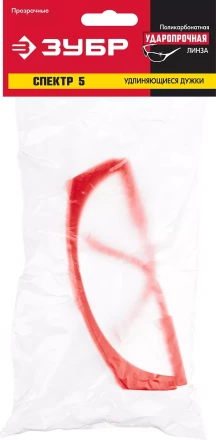 ЗУБР СПЕКТР 5, открытого типа, прозрачные, моностекло с дополнительной боковой защитой, защитные очки (110328) купить в Губкинске