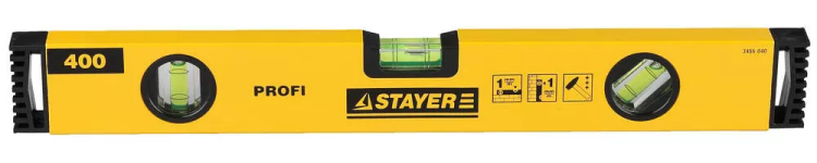 Уровень STAYER "PROFI" "PROFILevel" коробчатый усиленный, фрезерованный, 3 противоударных ампулы, 40см 3466-040 купить в Губкинске