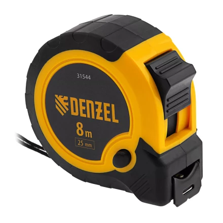 Рулетка Denzel 8м х 25мм, двухкомп. корпус, кнопка-пауза, 31544 купить в Губкинске