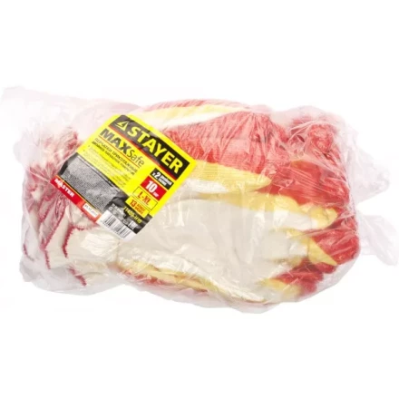 Перчатки STAYER &quot;МASTER&quot; MaxSafe трикотажные, двойная обливная ладонь из латекса, х/б, 13 класс, L-XL, 10 пар 11409-H10 купить в Губкинске