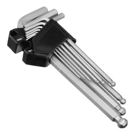 Набор ключей имбусовых, HEX, 1,5-10 мм, CrV, 9 шт., удлиненные, с шаром Сибртех 123647 купить в Губкинске