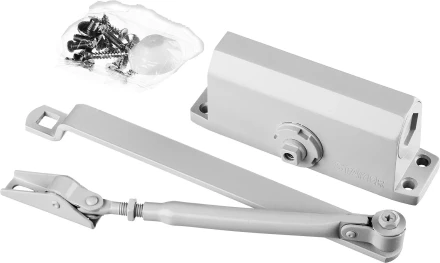 Доводчик дверной STAYER, для дверей массой до 80 кг, цвет белый 37916-80 купить в Губкинске