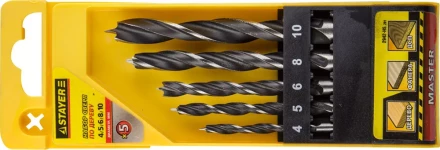 Набор сверл спиральных по дереву &quot;M-type&quot;, 5шт(d=4-10мм), М-образная заточка, сталь HCS, STAYER Professional 2942-H5 2942-H5_z01 купить в Губкинске