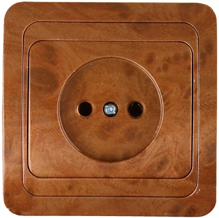 Розетка СВЕТОЗАР &quot;ГАММА&quot; без заземления, одинарная, цвет орех, 16А/~250В SV-54100-N купить в Губкинске