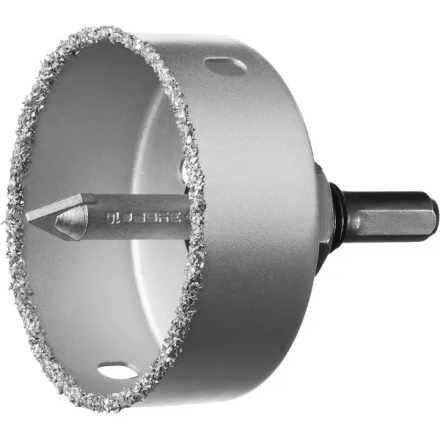 Коронка-чашка ЗУБР &quot;ПРОФЕССИОНАЛ&quot; c карбид-вольфрамовым нанесением, 76 мм, высота 25 мм, в сборе с державкой и сверлом 33360-076_z01 купить в Губкинске
