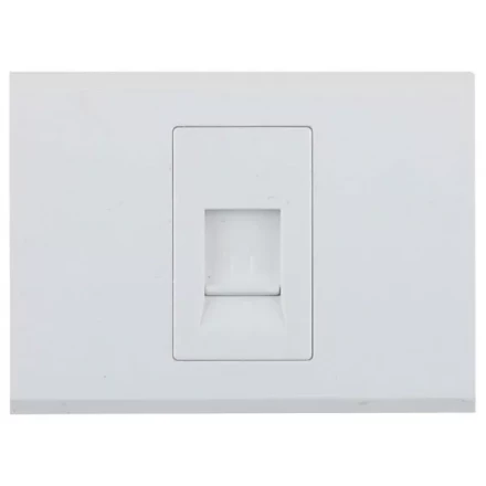 Розетка СВЕТОЗАР &quot;ЭФФЕКТ&quot; телефонная, одинарная, без вставки и рамки, цвет белый SV-54417-W купить в Губкинске